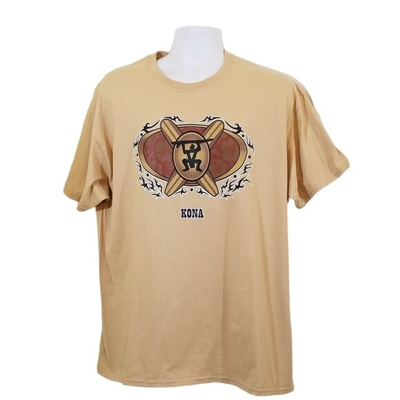 Retro Hawaii Kona Short-Sleeve XL Unisex T-Shirt Surf Boards Beige 100% Cotton - Picture 3 of 11